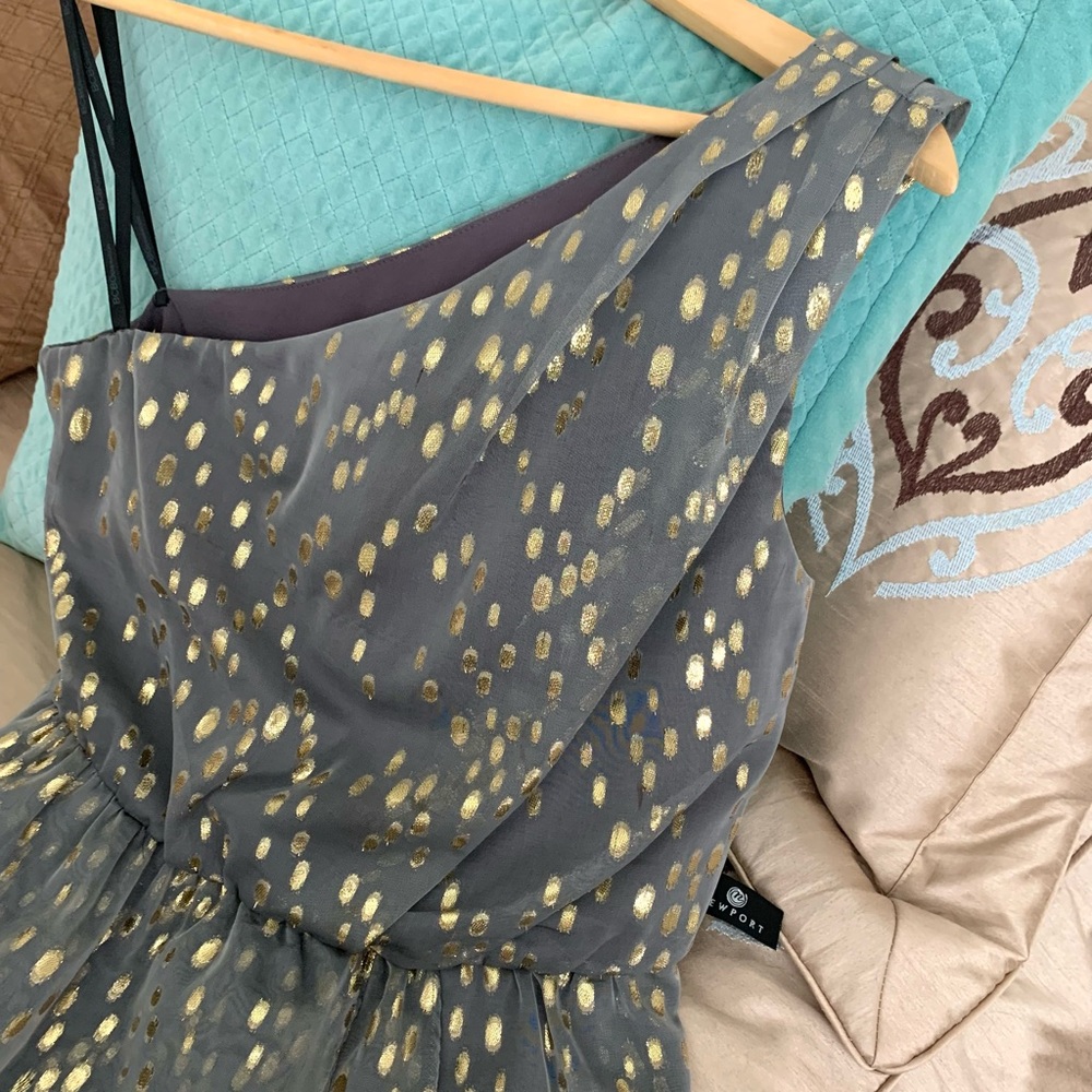 BCBG Pewter and Gold Cocktail Dress - Picture 3 of 11